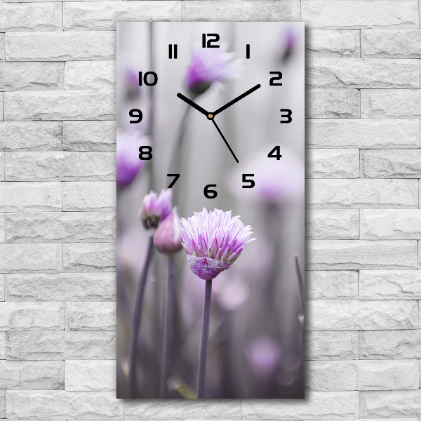 Vertical wall clock Chives flowers