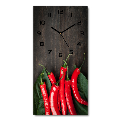 Modern vertical wall clock Chilli peppers