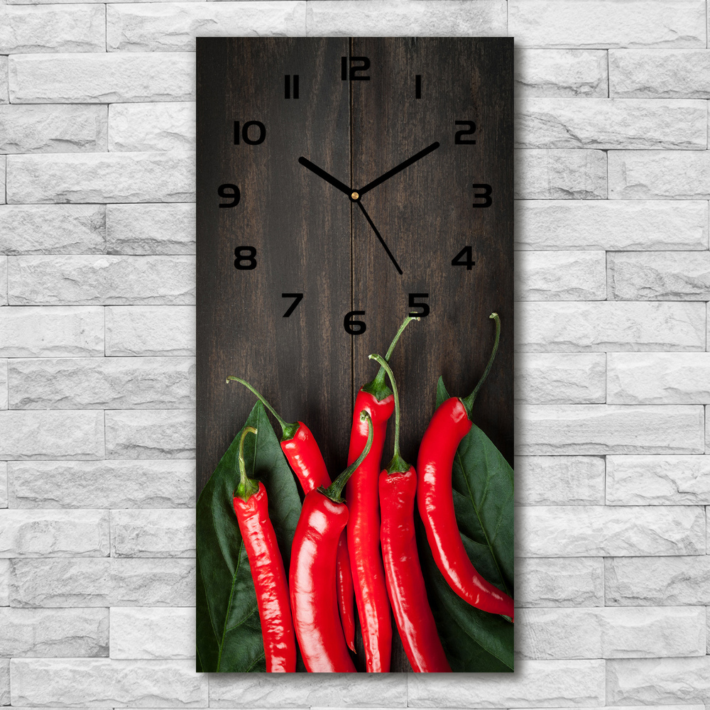 Modern vertical wall clock Chilli peppers