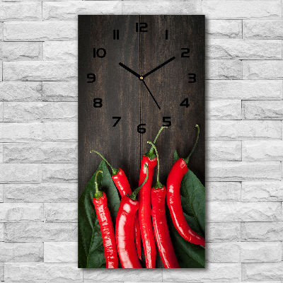 Modern vertical wall clock Chilli peppers