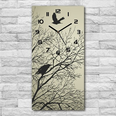 Vertical rectangular wall clock Crows