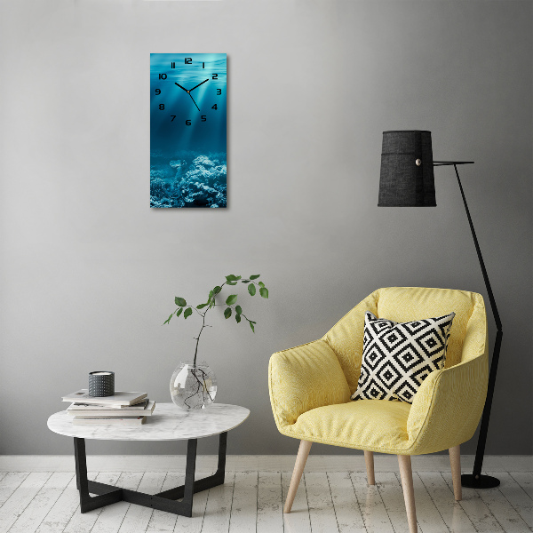 Modern vertical wall clock Underwater world