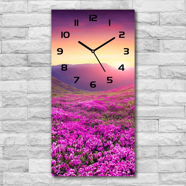 Vertical rectangular wall clock Rhododendron mountains