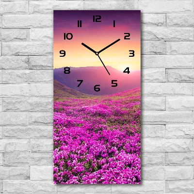 Vertical rectangular wall clock Rhododendron mountains