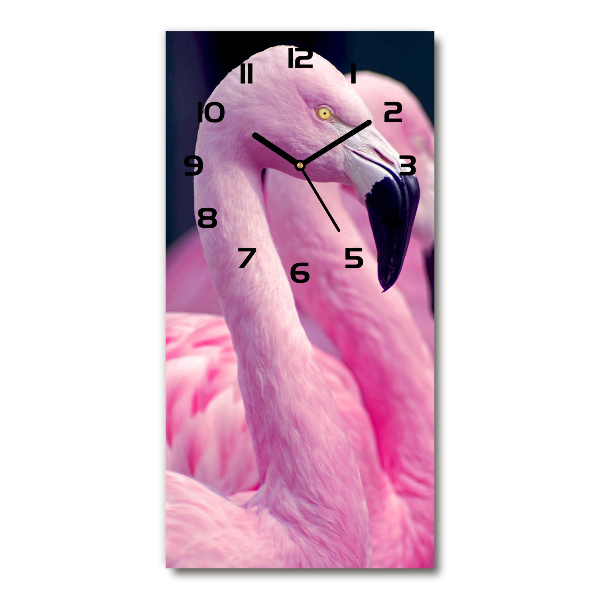 Modern vertical wall clock Flamingos