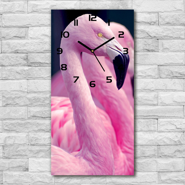 Modern vertical wall clock Flamingos