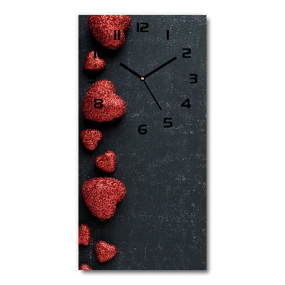 Vertical wall clock Hearts on the board