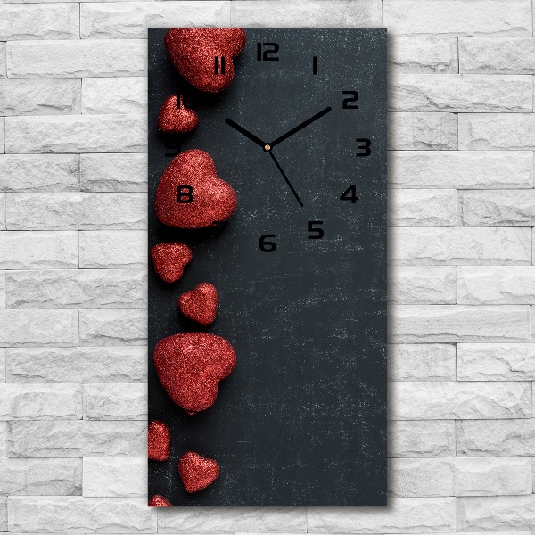 Vertical wall clock Hearts on the board