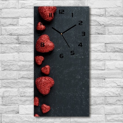 Vertical wall clock Hearts on the board