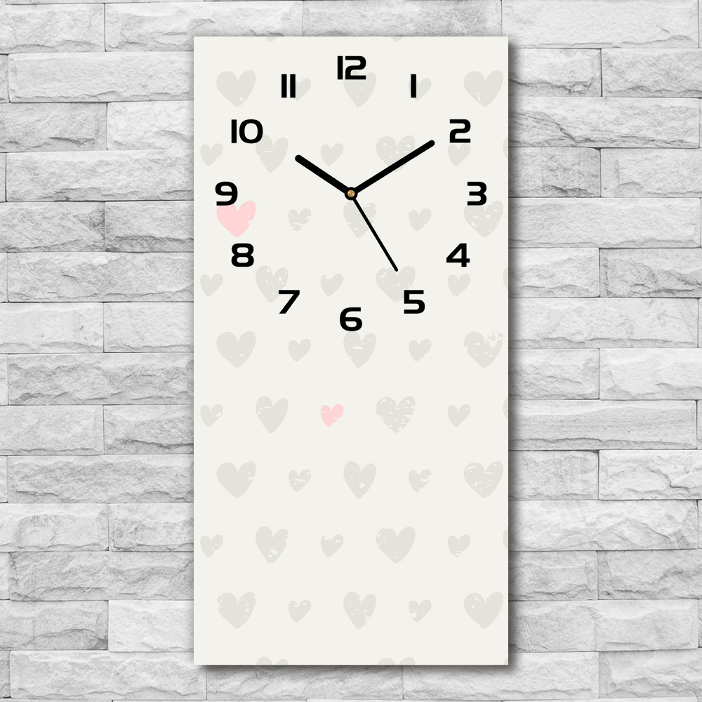 Modern vertical wall clock Heart background