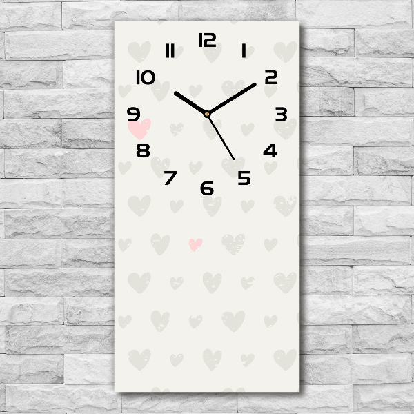 Modern vertical wall clock Heart background