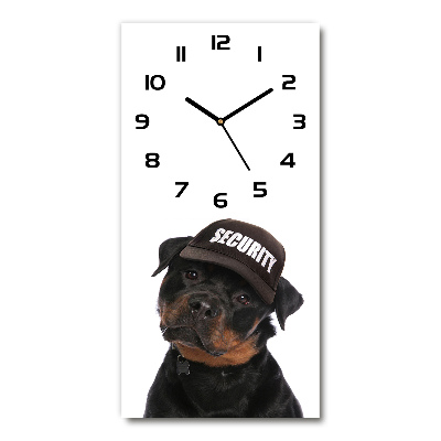 Vertical wall clock Rottweiler in the hat