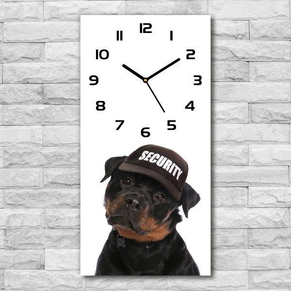 Vertical wall clock Rottweiler in the hat