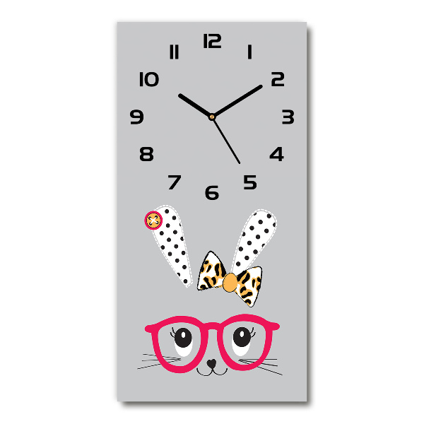 Vertical wall clock Rabbit with glasses