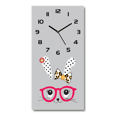 Vertical wall clock Rabbit with glasses