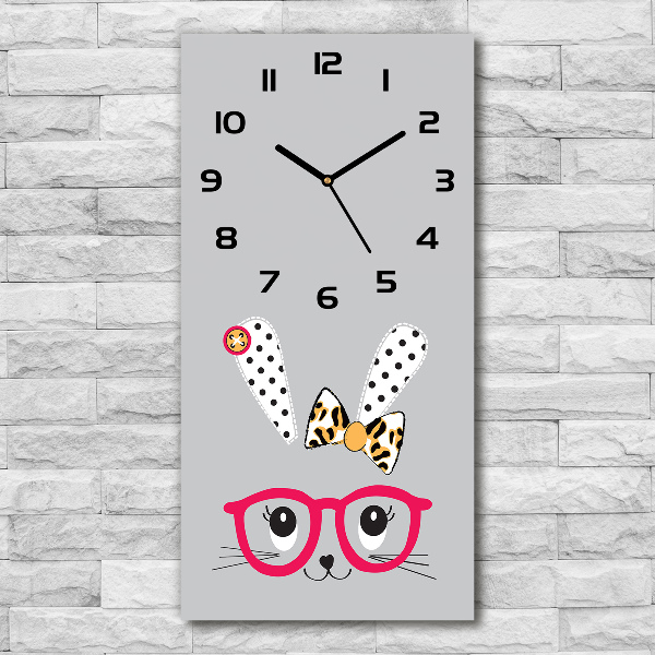 Vertical wall clock Rabbit with glasses