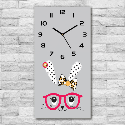 Vertical wall clock Rabbit with glasses