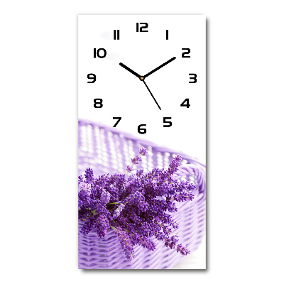 Vertical rectangular wall clock Lavender in the basket