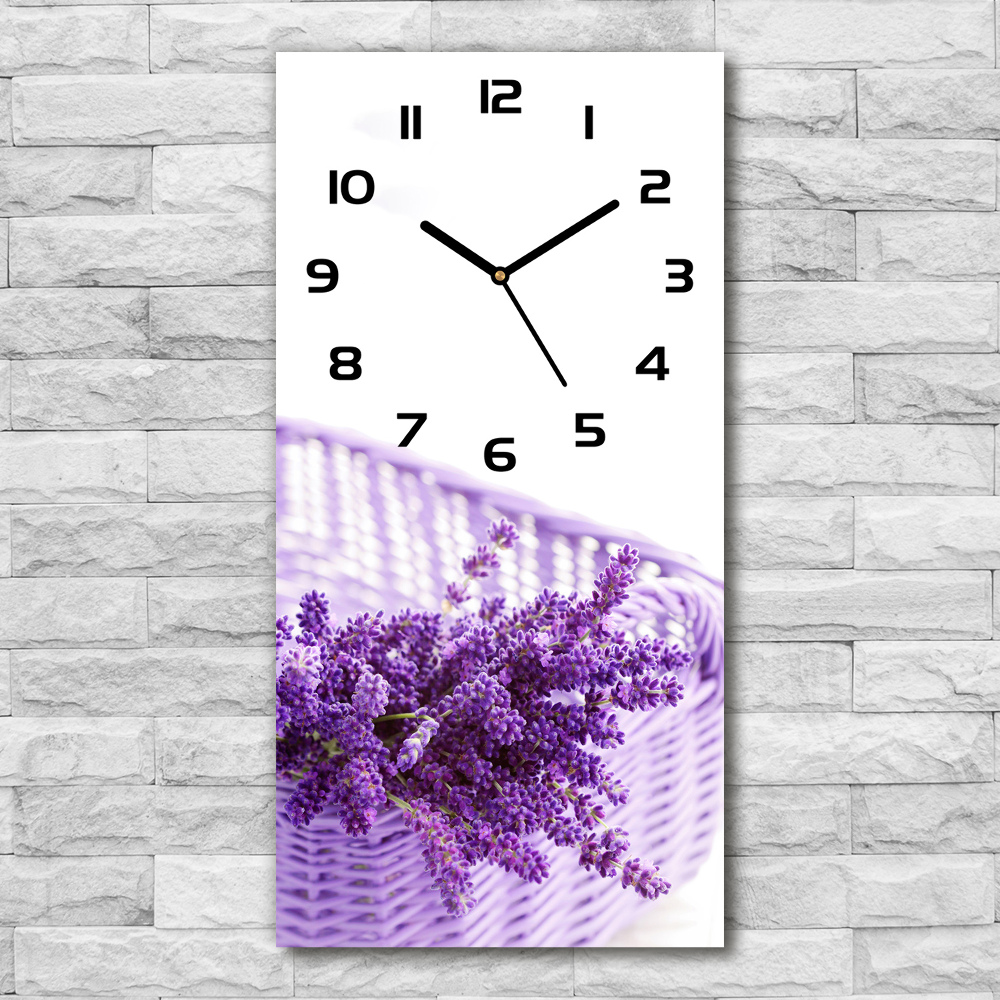 Vertical rectangular wall clock Lavender in the basket