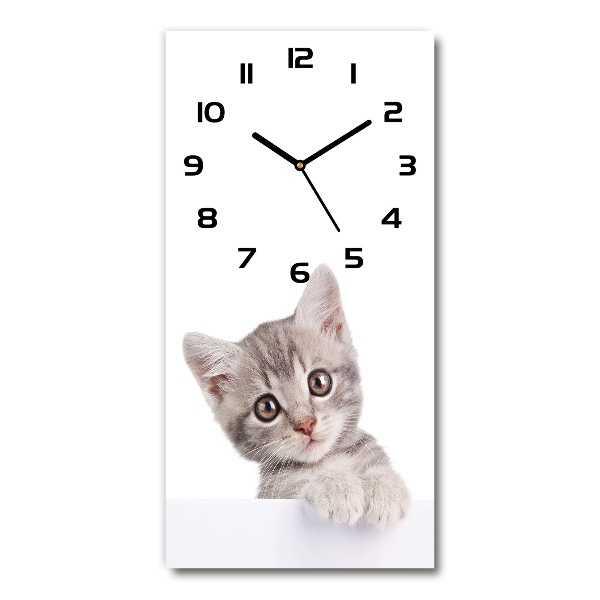 Modern vertical wall clock Gray cat