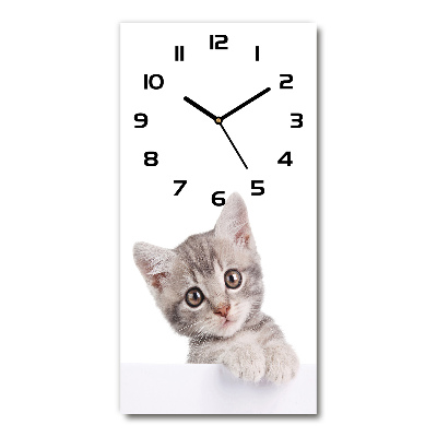 Modern vertical wall clock Gray cat