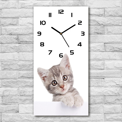 Modern vertical wall clock Gray cat