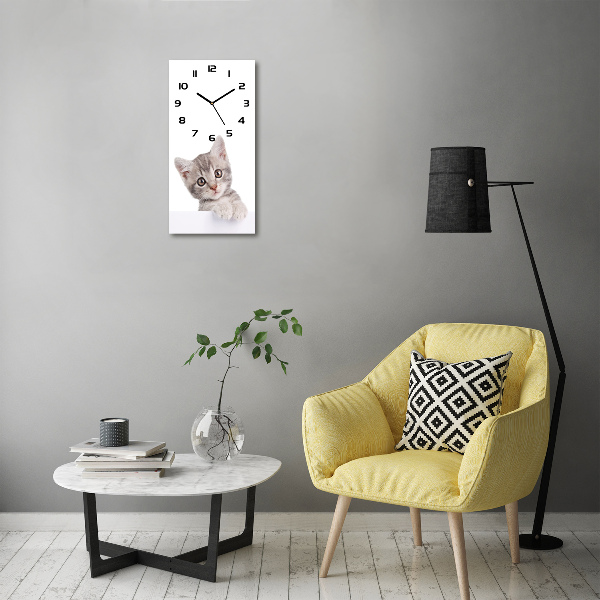 Modern vertical wall clock Gray cat