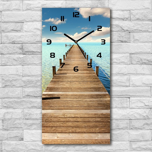 Modern vertical wall clock Wooden pier