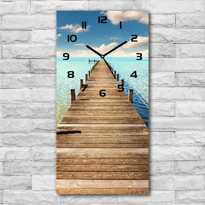 Modern vertical wall clock Wooden pier