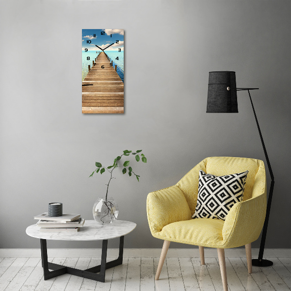 Modern vertical wall clock Wooden pier