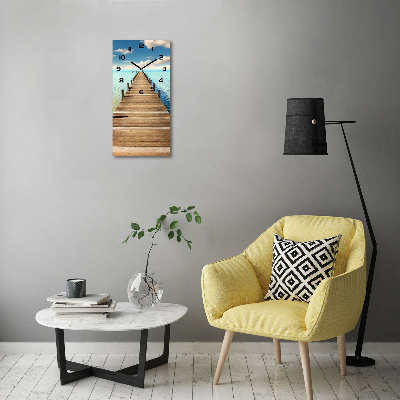 Modern vertical wall clock Wooden pier