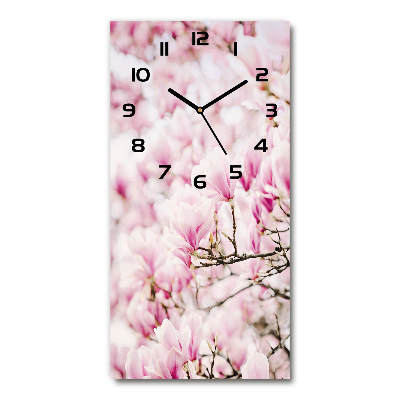 Vertical rectangular wall clock Magnolia flowers