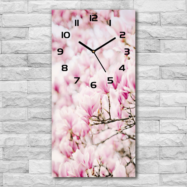 Vertical rectangular wall clock Magnolia flowers