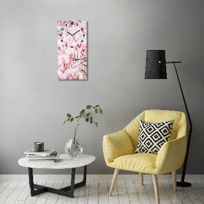 Vertical rectangular wall clock Magnolia flowers