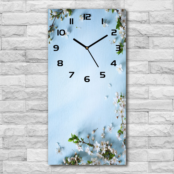 Vertical rectangular wall clock Cherry blossoms