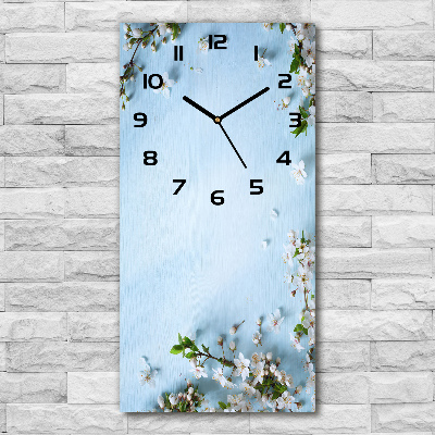 Vertical rectangular wall clock Cherry blossoms