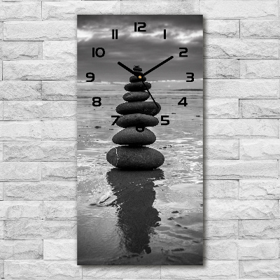 Vertical rectangular wall clock Stones on the beach