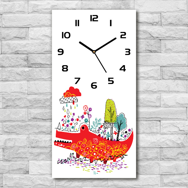 Vertical wall clock Crocodile