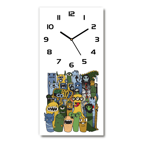 Vertical wall clock Crazy monsters