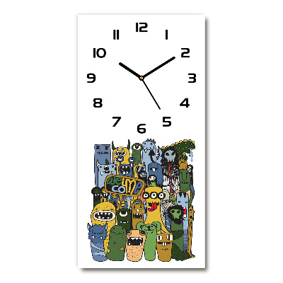 Vertical wall clock Crazy monsters