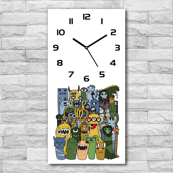 Vertical wall clock Crazy monsters