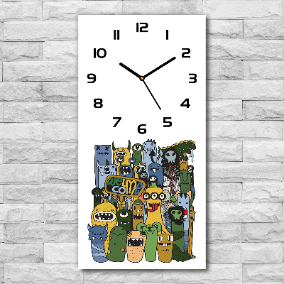 Vertical wall clock Crazy monsters