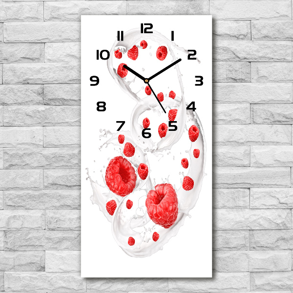 Vertical wall clock Milk and raspberries