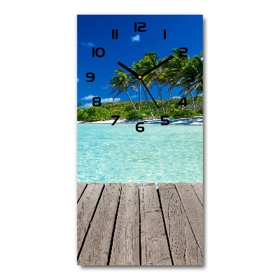 Vertical rectangular wall clock Tropical beach