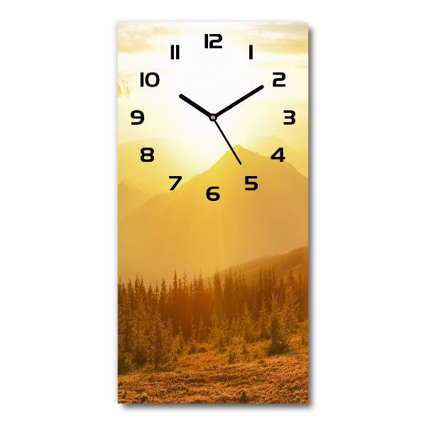 Vertical wall clock Sunset of the mountain