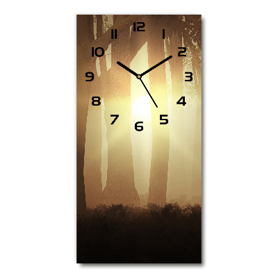 Vertical wall clock Fog in the forest