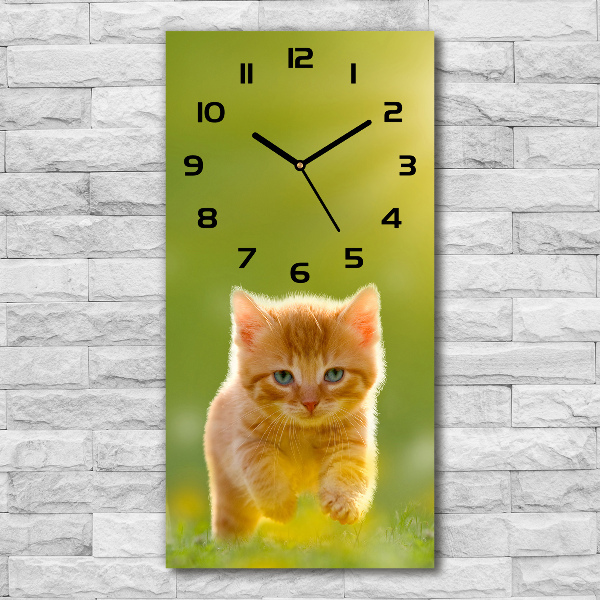 Vertical wall clock Red Cat