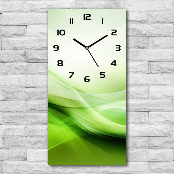 Vertical wall clock Green waves