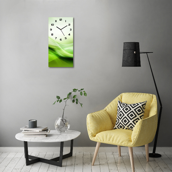 Vertical wall clock Green waves