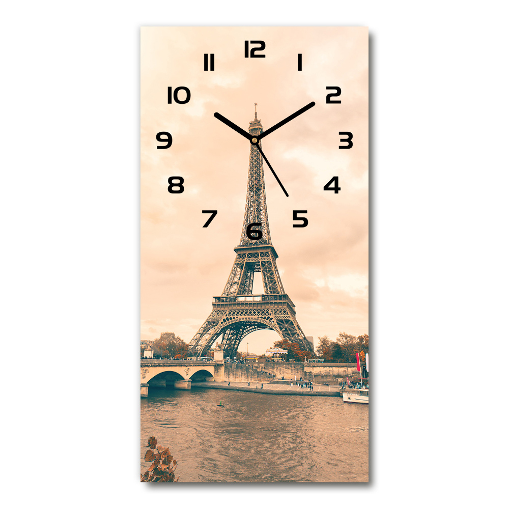 Vertical rectangular wall clock Eiffel Paris tower